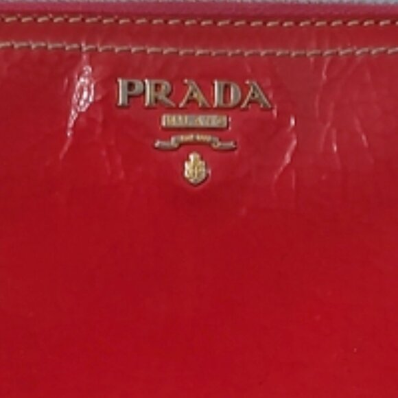 Prada patent leather zippy wallet pink/red EUC - Picture 2 of 10